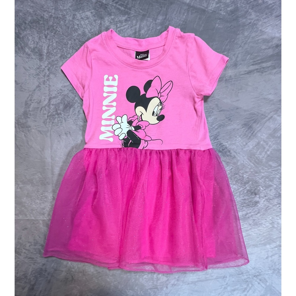 Disney Baby Minnie Mouse Tutu Dress Girls 4T Pink Graphic Sparkling Layered Mesh